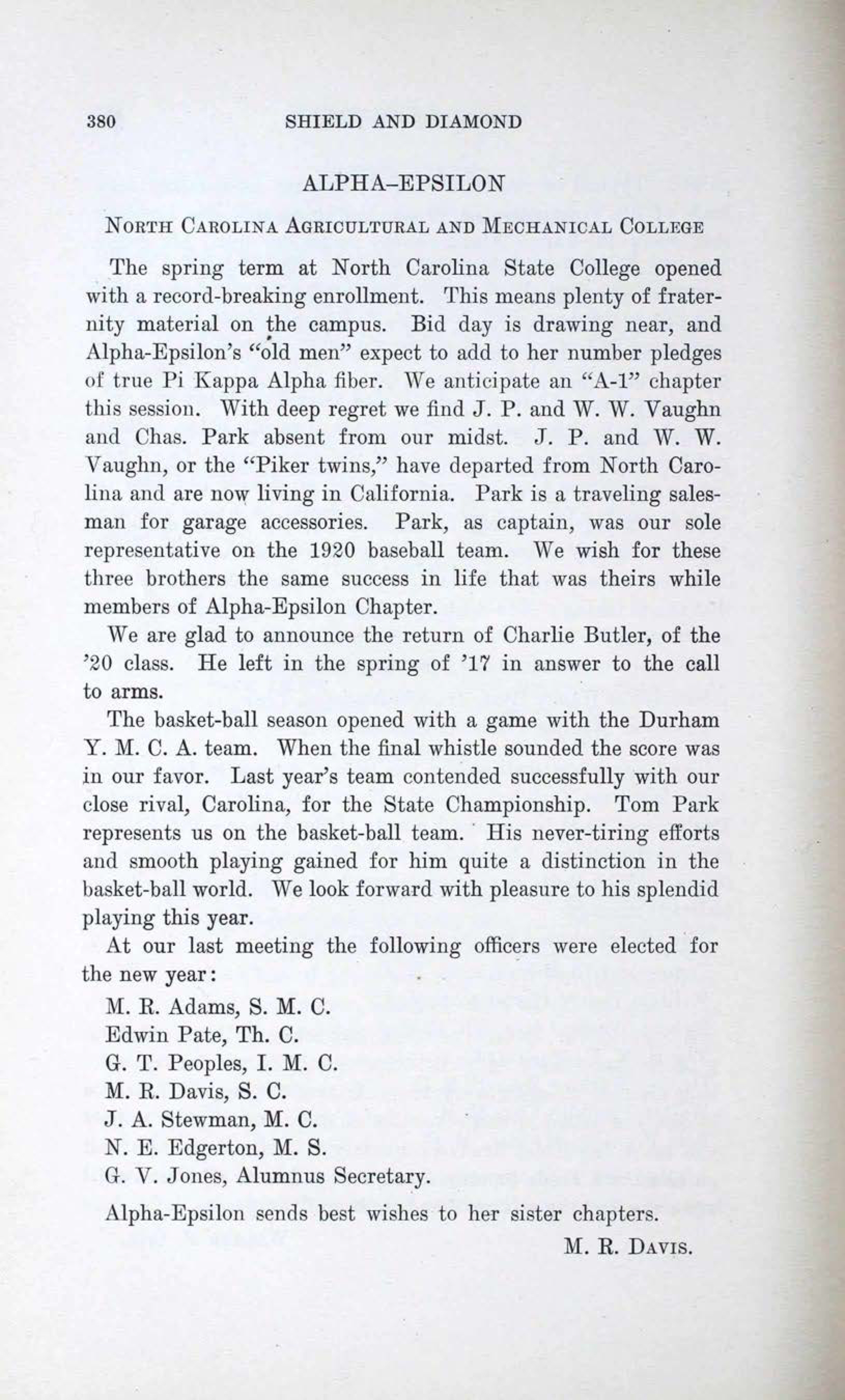 Alpha-Epsilon, February 1920